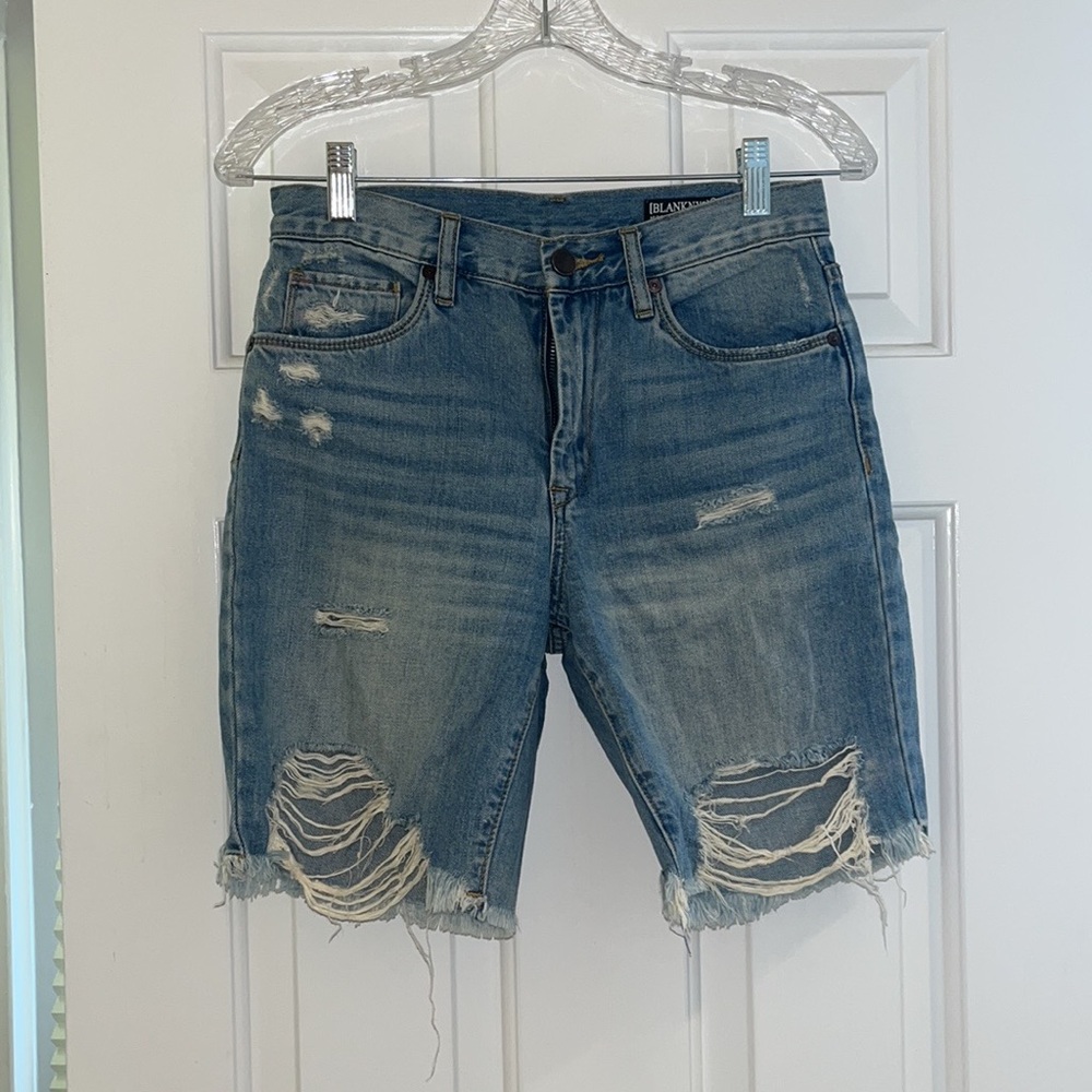 $90 Blank NYC Size 25 Distressed High Waist Jean Denim Shorts - Picture 1 of 12